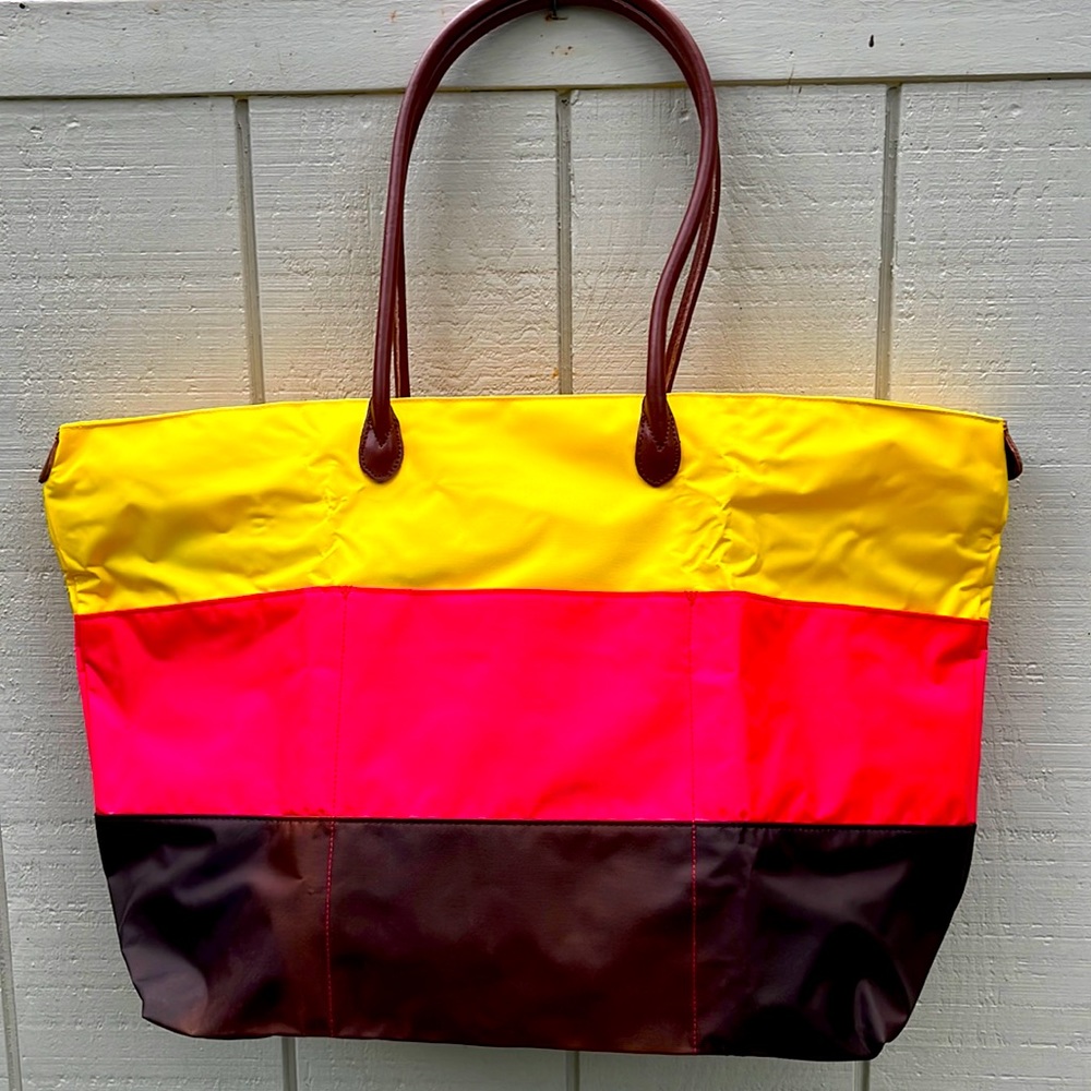 Striped weekender tote